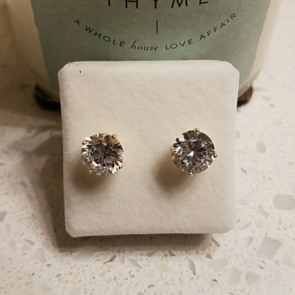 Cz stone gold plated earrings NWT